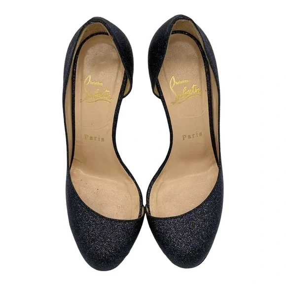 Christian Louboutin Helmour 100 Glitter D’Orsay Stiletto Pumps Size 36.5